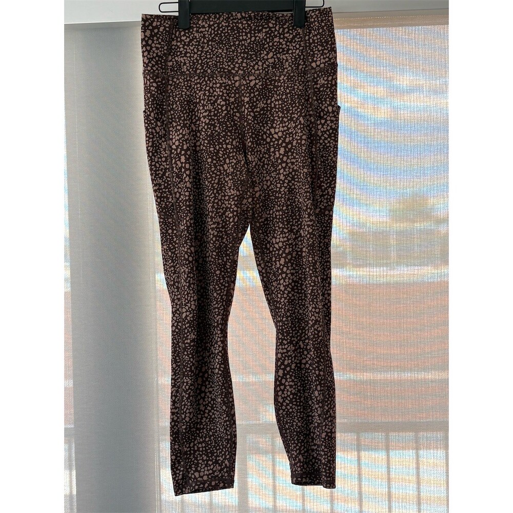 Fabletics PureLuxe Leggings Womens Size S Brown Animal Print Pockets